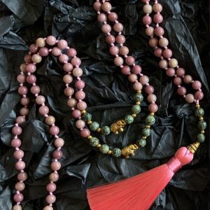Handmade Mala - Rhodochrosite and African Turquoise on Pink Salmon thread